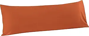 FLXXIE Body Pillow Cover - Super Soft Microfiber 20x54 Body Pillow Case - Envelope Closure, Wrinkle, Stain Resistant Burnt Orange Body Pillow Cover, 20x54, Burnt Orange