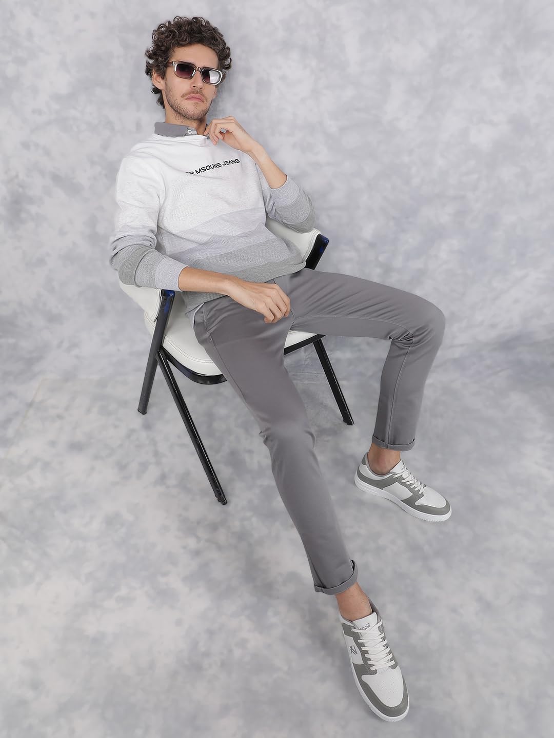 Crimsoune Club Men's Grey Horizontal Stripes Sweatshirt (XL) 4