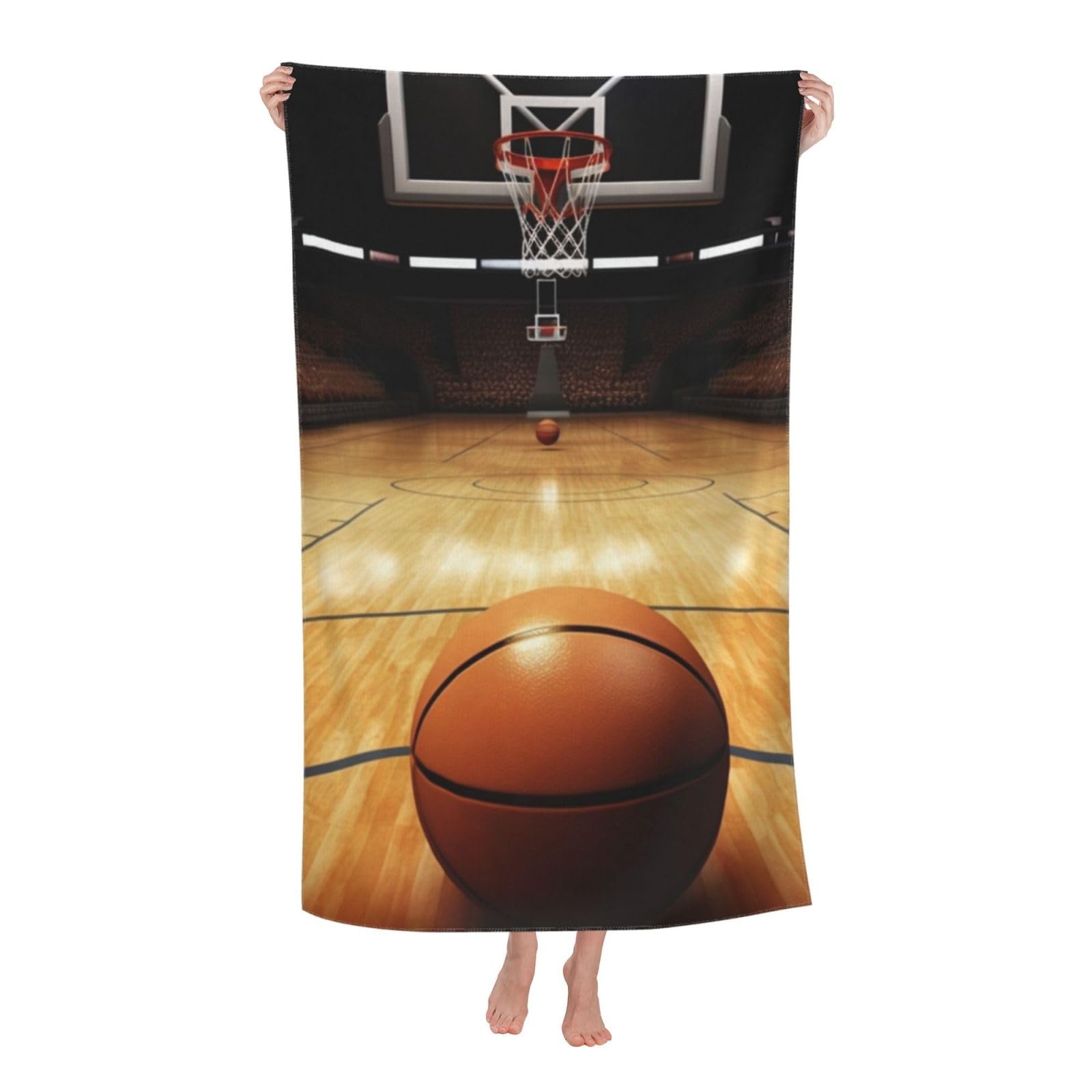FodPand Basketball Beach Towel Oversized 52 x 32 in Sand Free Pool Swim Towels for Adult Travel Blanket Lightweight Quick Dry Absorbent Bath Towels Cruise Vacation Accessories
