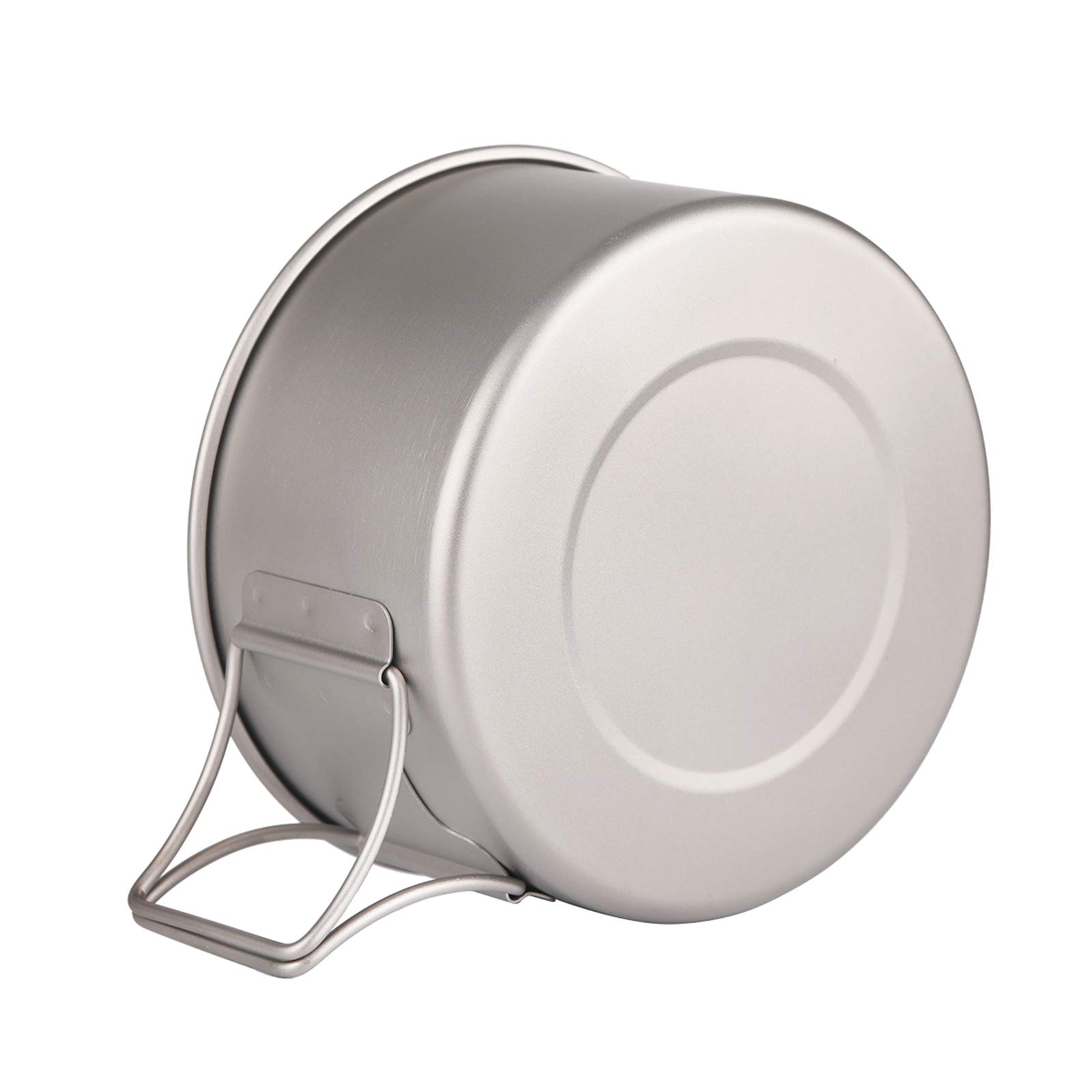 Titan-Schüssel-Topf mit faltbarem Griff, einwandige Titan-Kochgeschirr-Schüssel mit klappbarem Griff für Outdoor, Camping, Wandern, Picknick (550 ml)