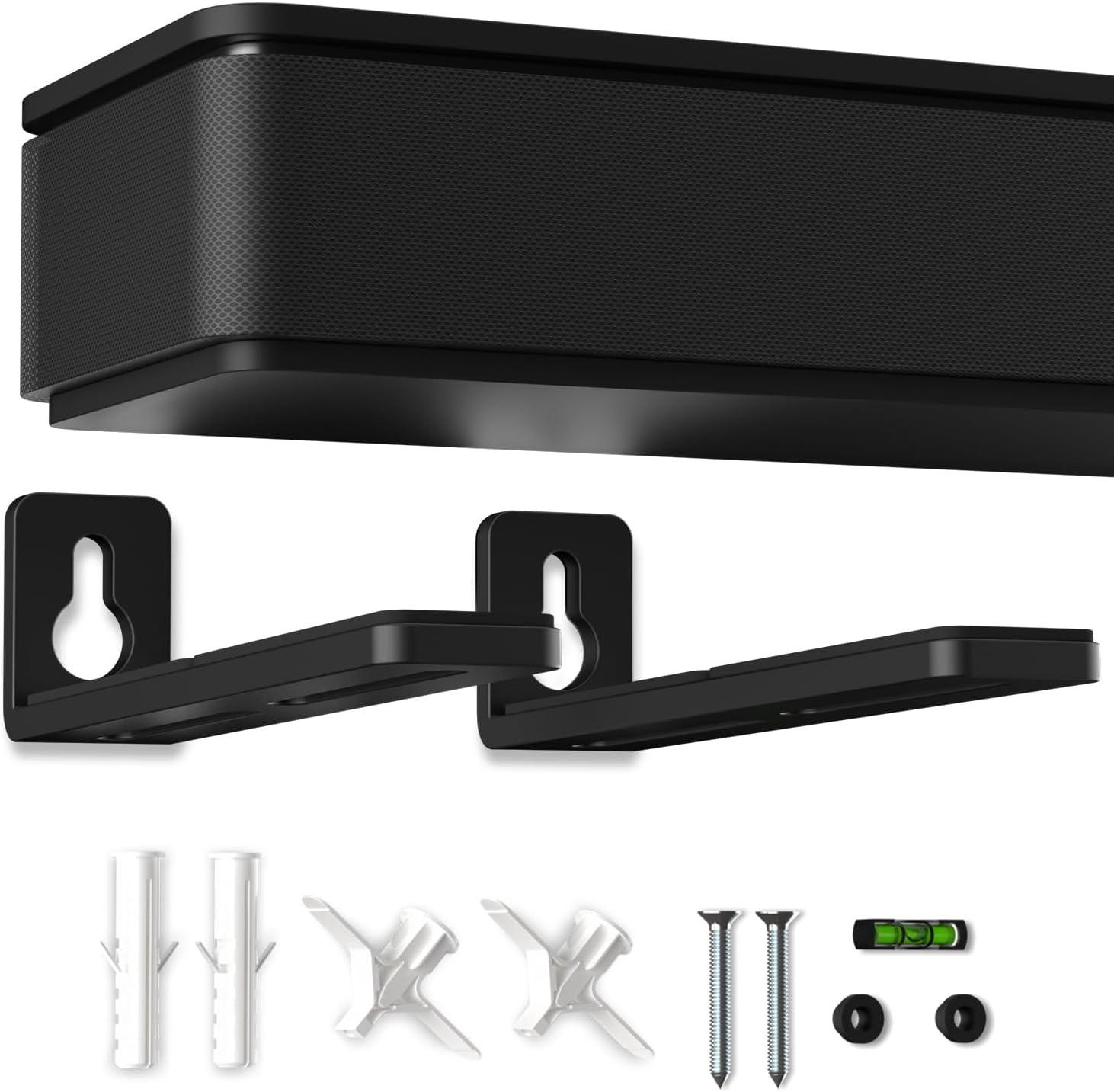 suptek Universal Soundbar Wall Mount Shelf – Wall Mount Bracket for Sony, Samsung, Vizio, LG, Sonos Sound Bars – Under TV Mounting, Space-Saving Design (SBR001GDLB)