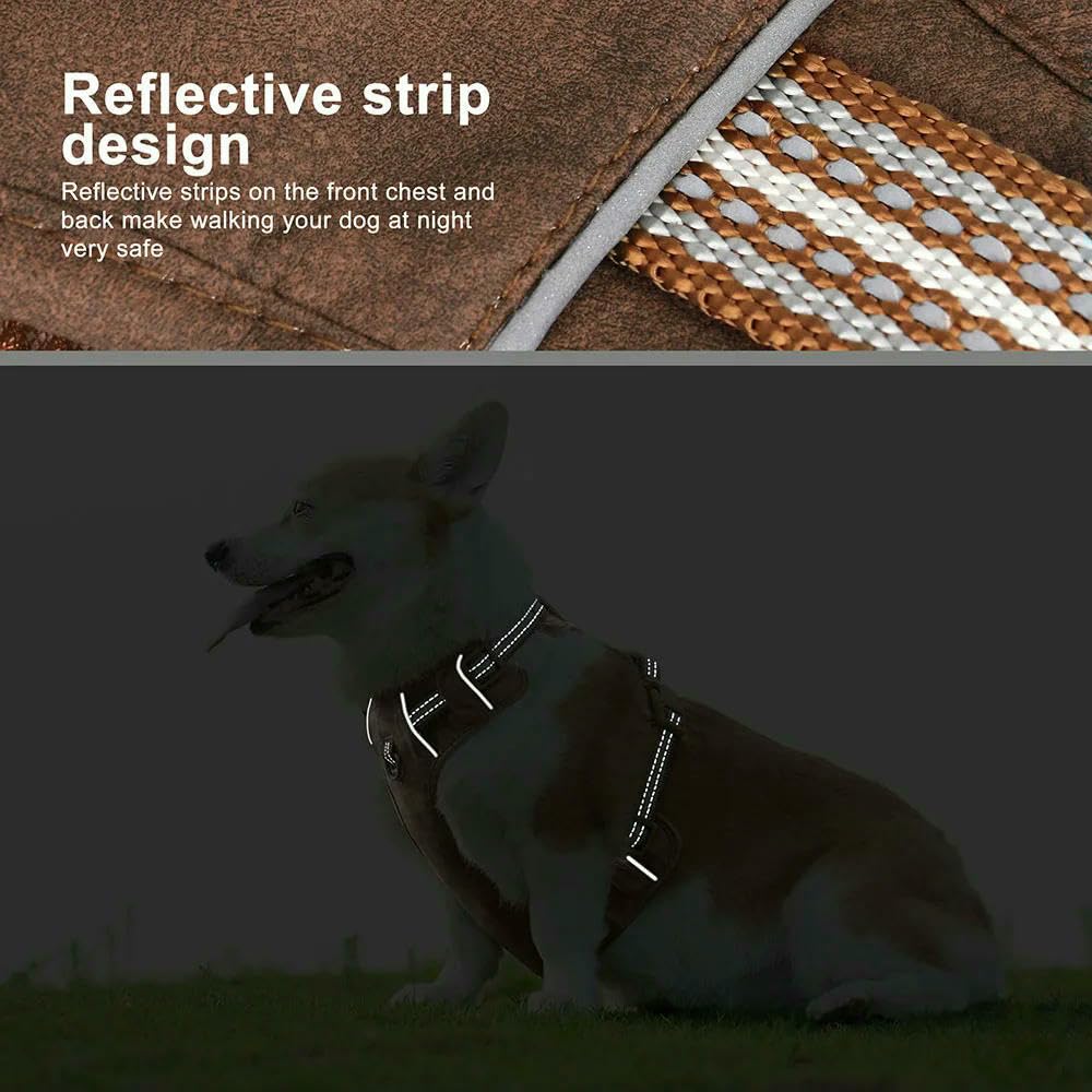 LYVQZPWLRPerros con herramientas, Arnés impermeable de PU for perros, arnés de nailon transpirable, chaleco de entrenamiento for mascotas con tira reflectante for perros pequeños y grandes.(Green,Medi