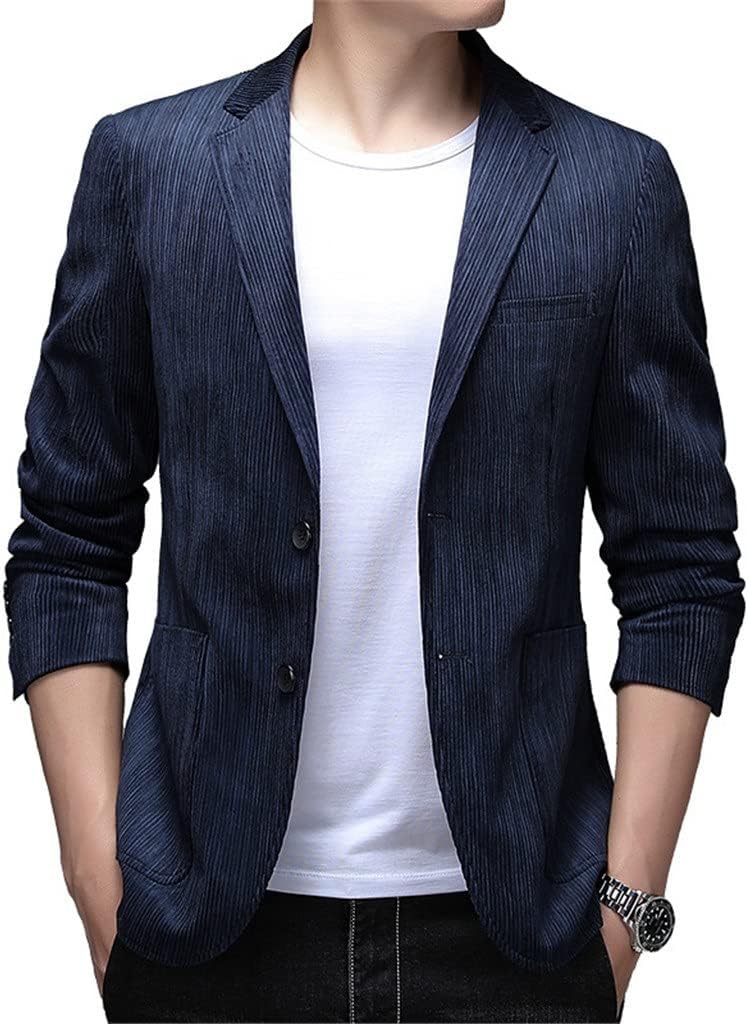 Men's Casual Suit Jacket Corduroy Anti-Wrinkle Slim Small Suit Young Men's Jacket(Black,195 Code)