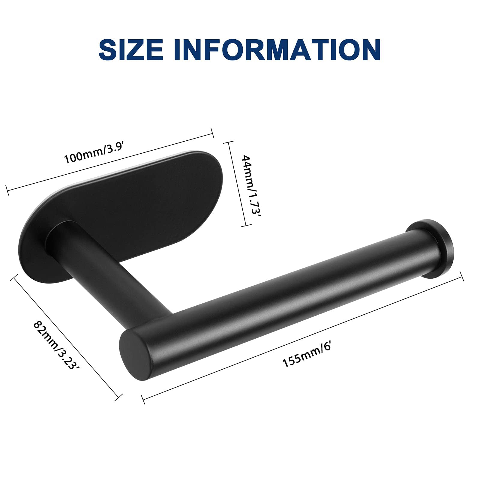 NearMoon Toilet Paper Holder Self Adhesive, Premium Thicken SUS304 Stainless Steel Rustproof Adhesive Toilet Roll Holder no Drilling for Bathroom, Kitchen, Washroom (2 Pack, Matte Black)