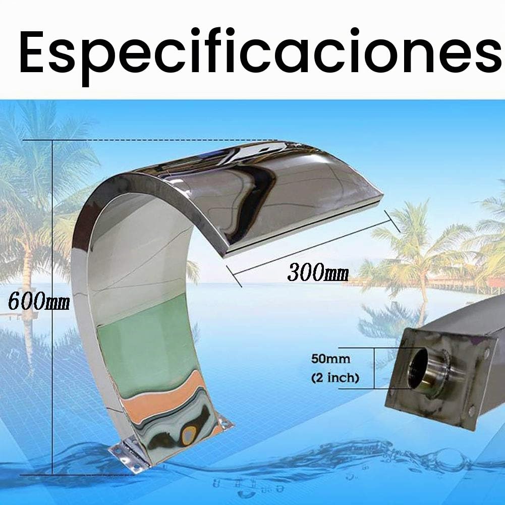Cascada de piscina de acero inoxidable para piscinas y jardines al aire libre