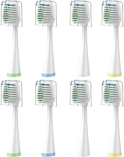 Replacement Toothbrush Heads for Water Pik Complete Care 5.0/9.0 (CC-01/WP-861), with Covers, 8 Count, White