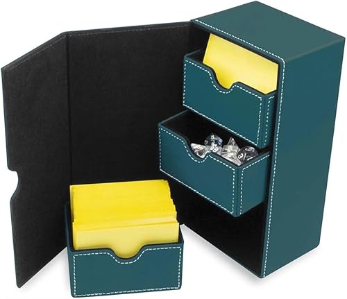 BCW Deck Vault-LX 200 - Verde azulado  Caja de cartas premium con capacidad de 100 tarjetas, cierre magnético y bandeja de dados  Para Magic