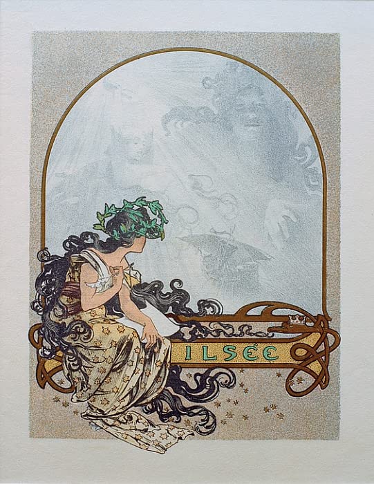 Impression prints toile peinture murale fleur Mucha salon 60x90cm