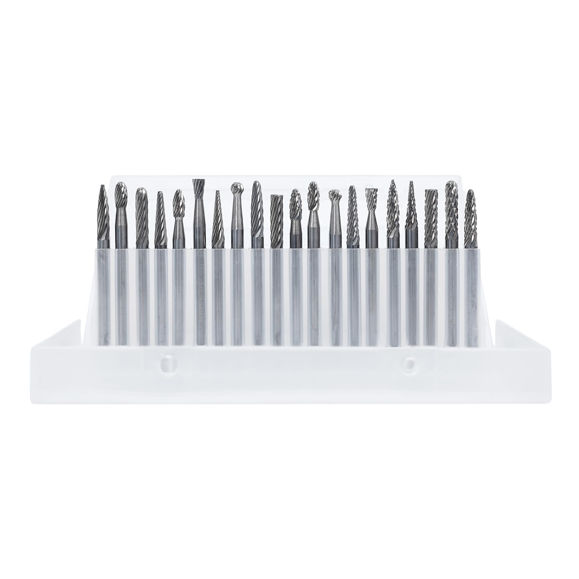MAODWIN 20PCS Carbide Rotary File Set 1/8" Shank Professional Carbide Burr Bits Kit for Precision Metal/Wood Carving, CNC Deburring & Jewelry Making