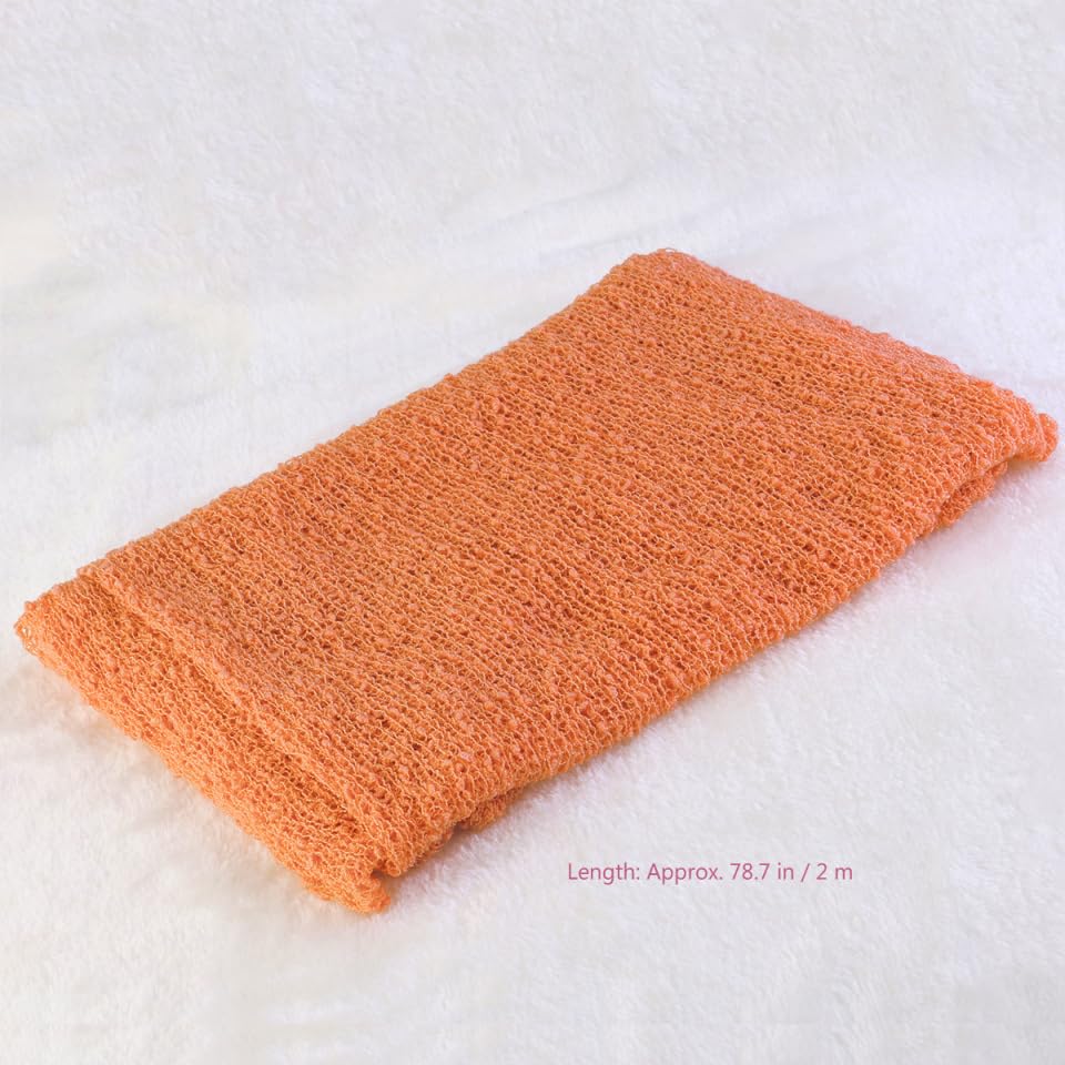Image of NUOBESTY Newborn Baby Photography Stretch Wrap Orange Long Swaddle Blanket 59.05X15.74In Soft Open Weave for Photo Props and Nursery Decor