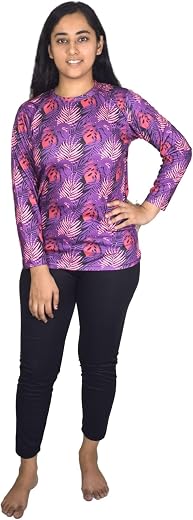 Aqua Holic Swimming Non Padded Full Tshirt &amp; Tights Suit For Women, Swimming Costume | Swim Suit | Swimwear| Swimming Dres...