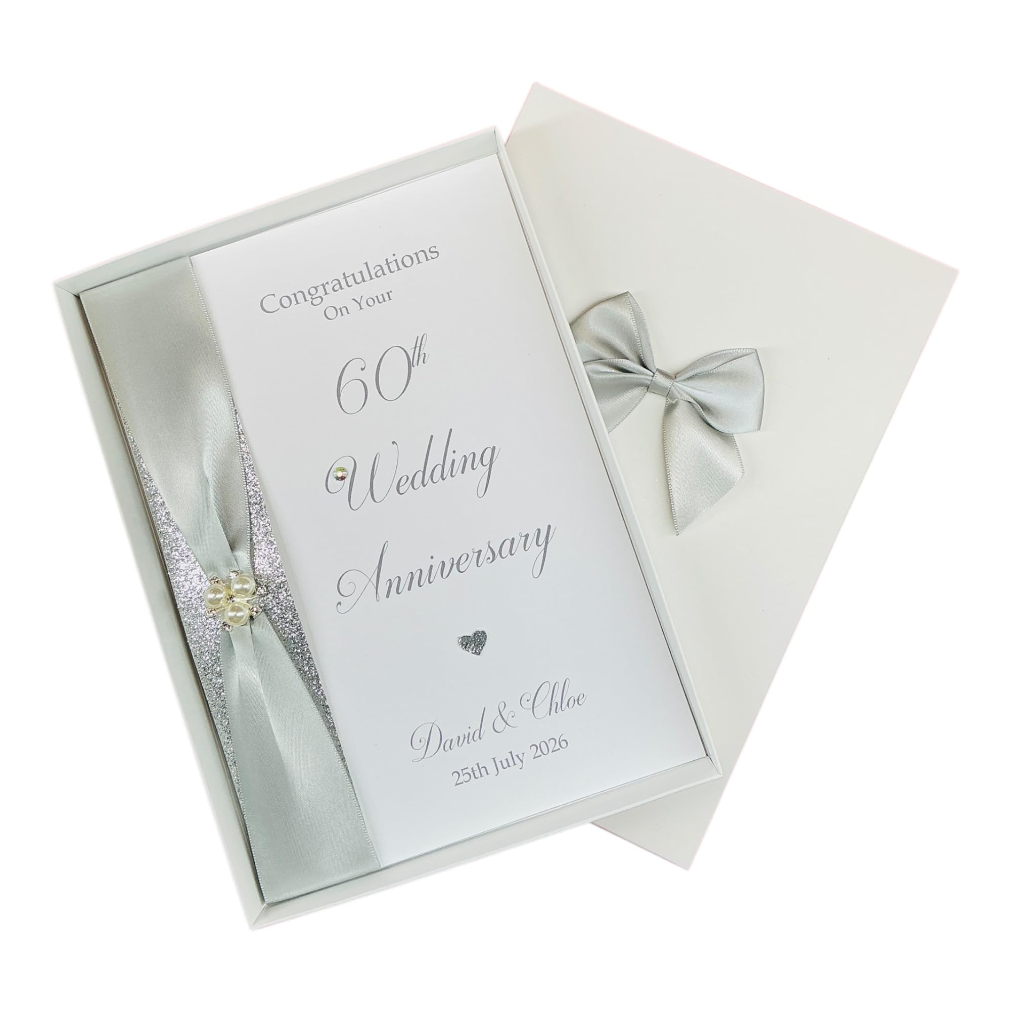 60th Wedding Anniversary Card - Diamond 60 Year Sixtieth Anniversary Luxury Greeting Card, Personalised Gift for Wife, Husband, Couple, Friends - A5 Card - 20 Colours to Choose