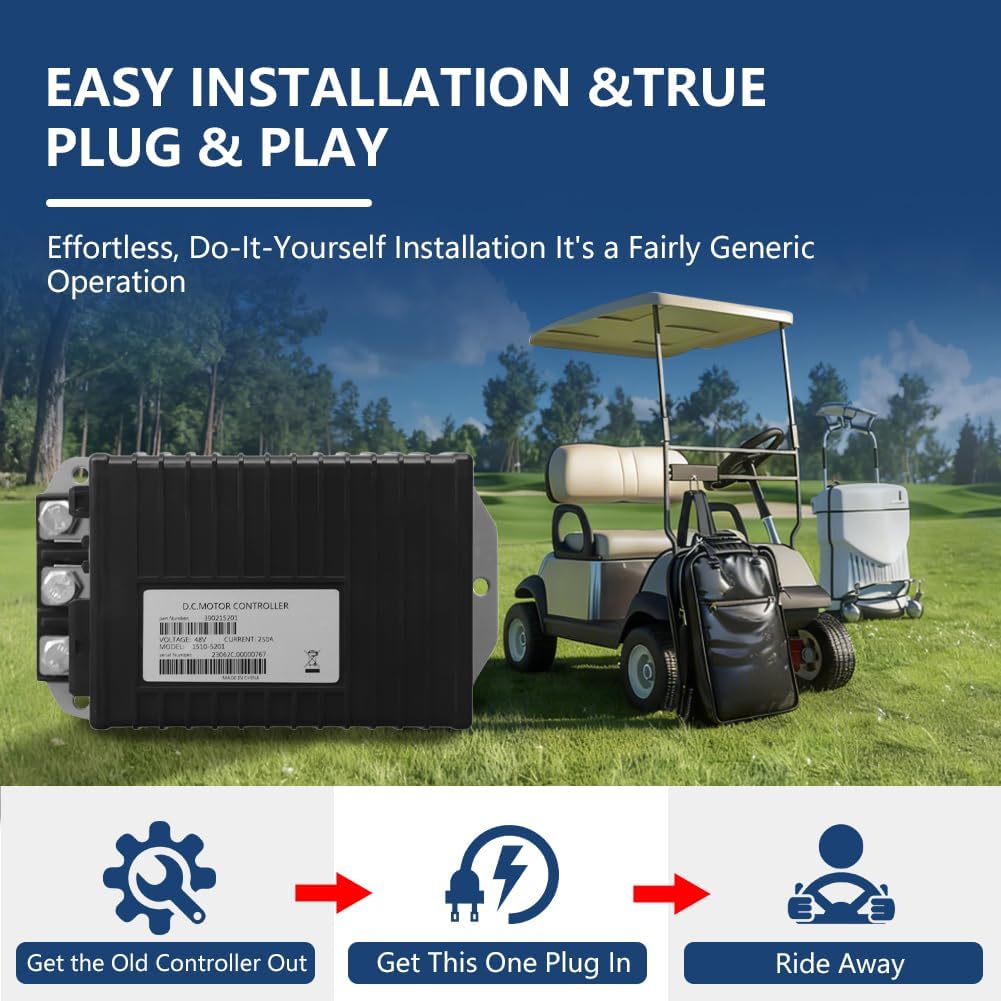 1510-5201 Golf Cart Controller, Golf Cart Motor Controller for Club Car DS & Precedent 2000-2009, 48V 250A Speed Controllers Compatible with Curtis, MCOR 5K-0 Throttle Type, IQ System, 101956501