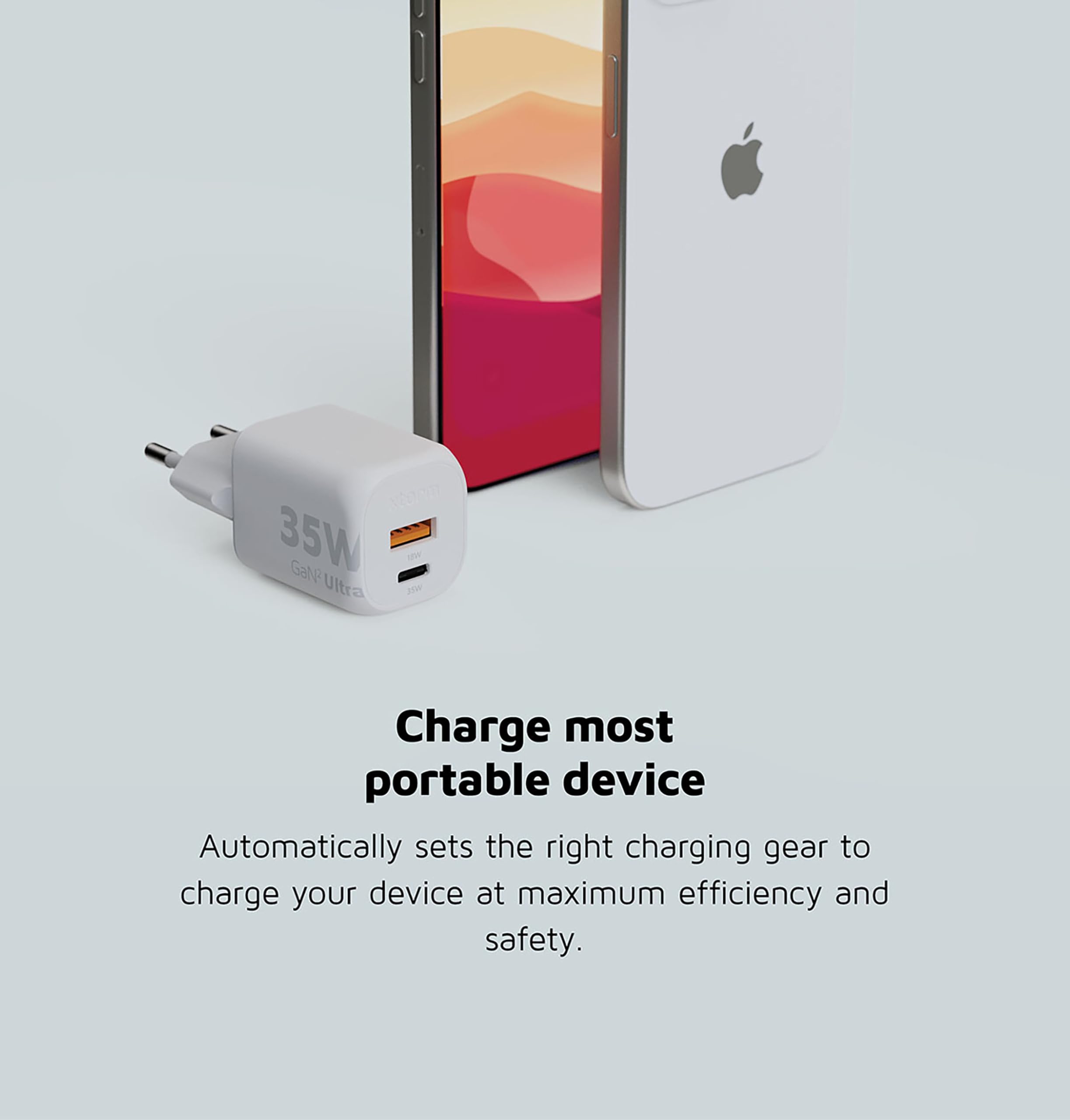 Xtorm 67 W GaN2 Ultra Power Adapter, technologia GaN, USB-C i USB-A, Power Delivery, GRS plastik z recyklingu - biały