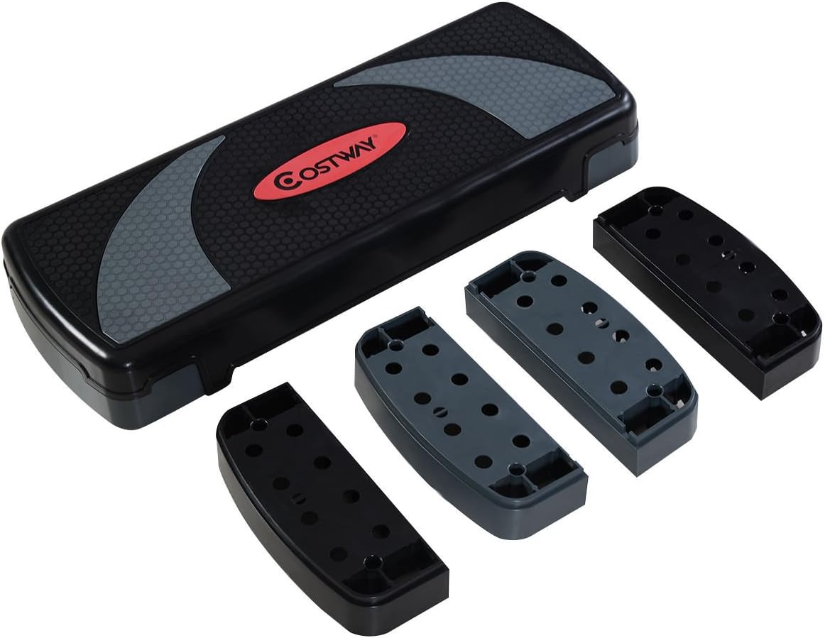 COSTWAY Fitness 31'' Adjustable Aerobic Stepper, Fitness Platform with Non-Slip Surface, Exercise Stepper with 4"-6"-8" Risers, PP Material Workout Equipment for Gym, Home and Office : Sports & Outdoors