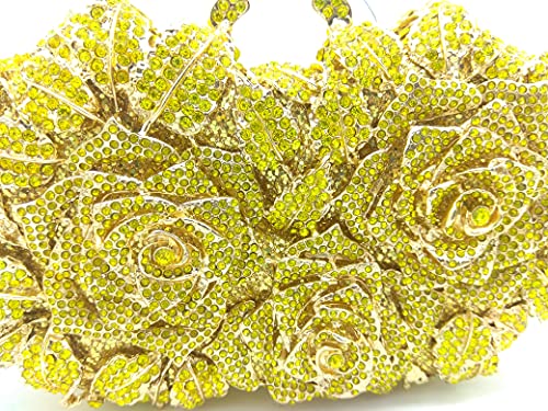 Image of Boutique De FGG Mini Flower Evening Bags For Women Formal,Party Rhinestone Clutch Purses,Wedding Floral Crystal Clutch Bag