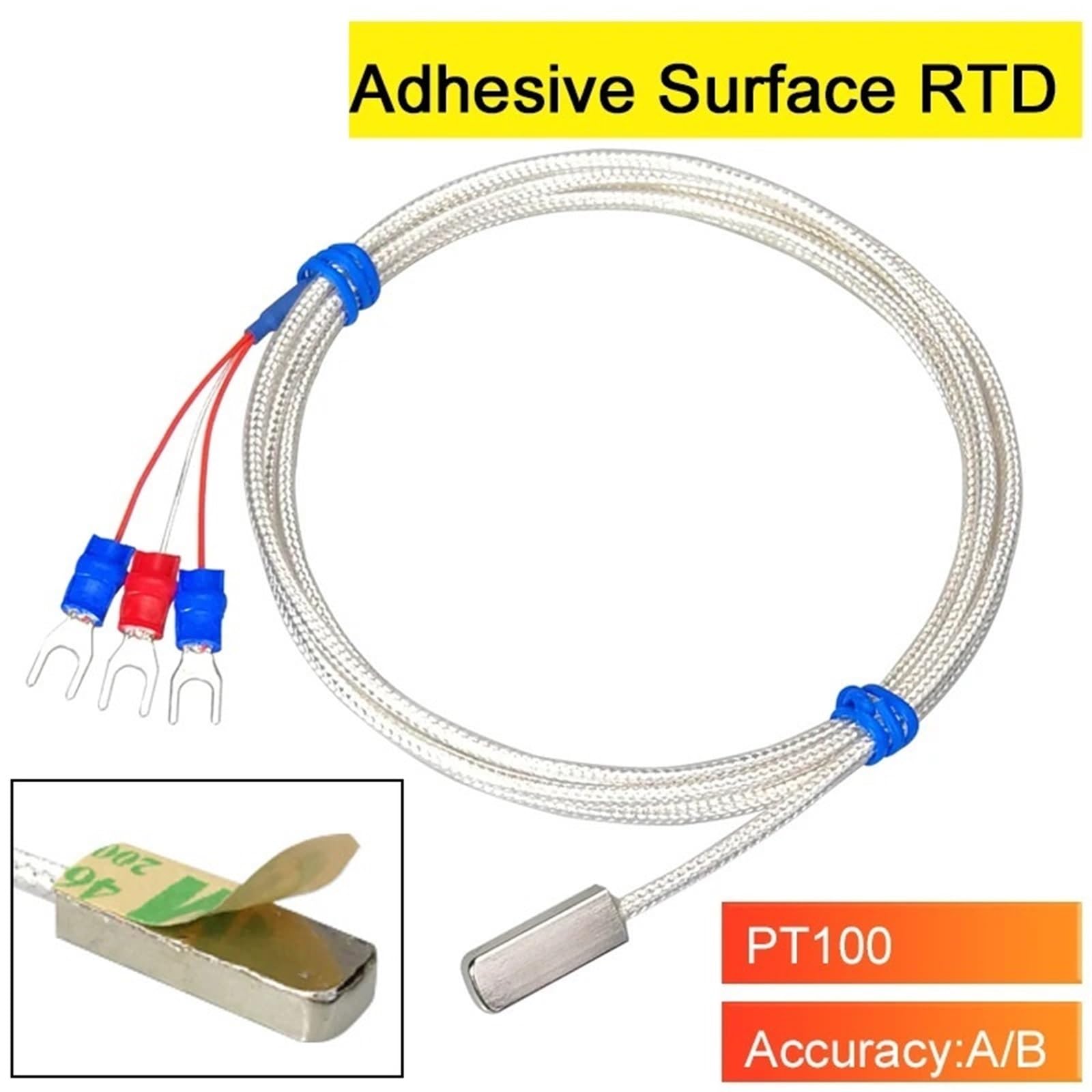 Sensor de Temperatura de Superficie PT100, sonda de Temperatura Adhesiva, Sensor Adhesivo de Alta Temperatura con Cinta 3M(A-2m)