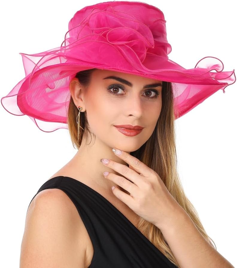 SAFERIN Women's Organza Church Fascinator Bridal Tea Party Wedding Hat - Image 4