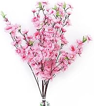 Dekorly Set of 2 Artificial Blossom Cherry Blossom Twig Silk Blossom Flowers for Decoration (14 Sticks) (Pink)
