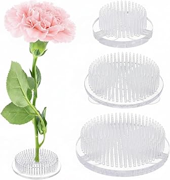 Waydress 3 Pcs Mixed Sizes Plastic Flower Frogs for Arrangements, Clear