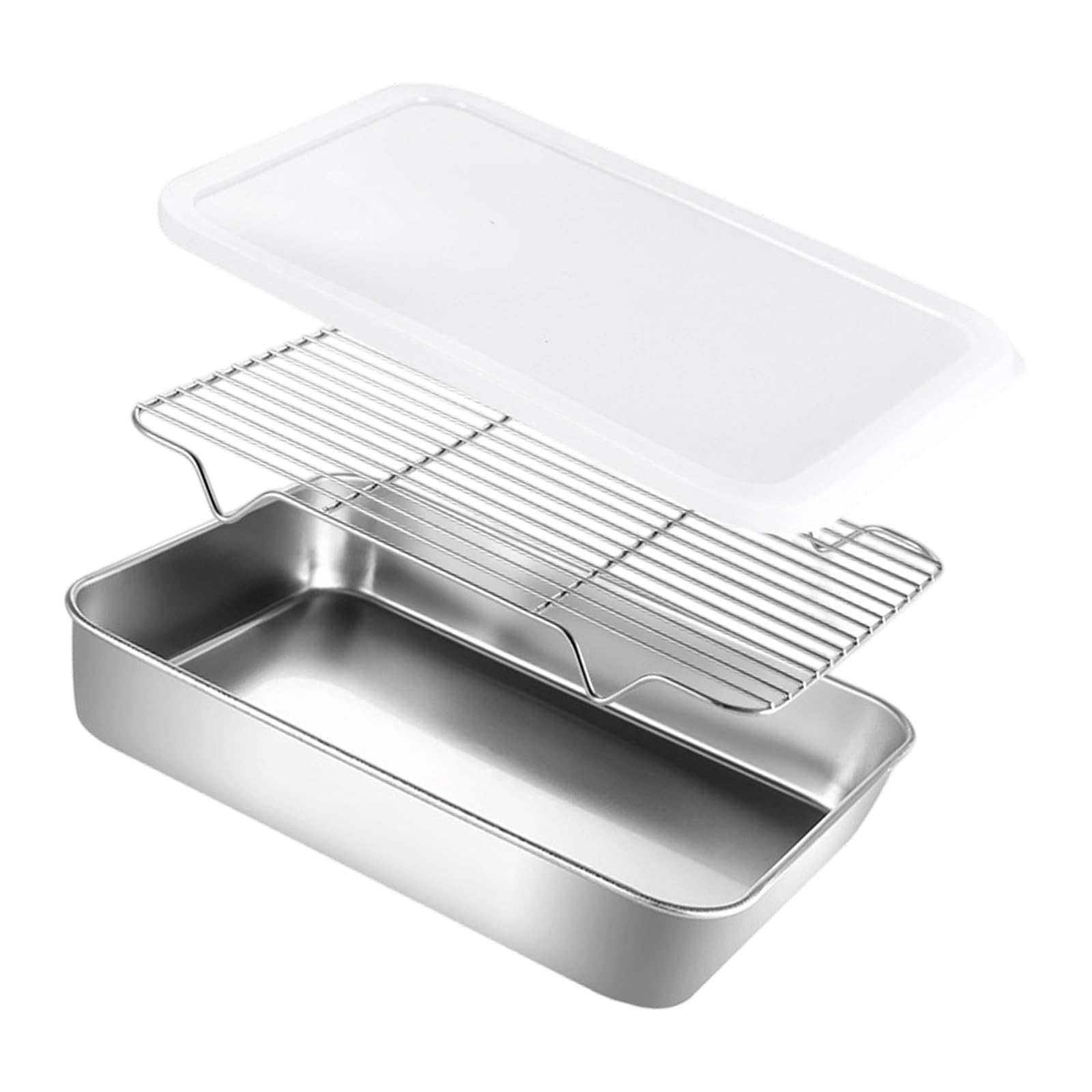 Stainless Steel Baking Pan Tray Cooling Rack Cover Kitchen Food Pan for Oven Baking and Refrigerator Storage