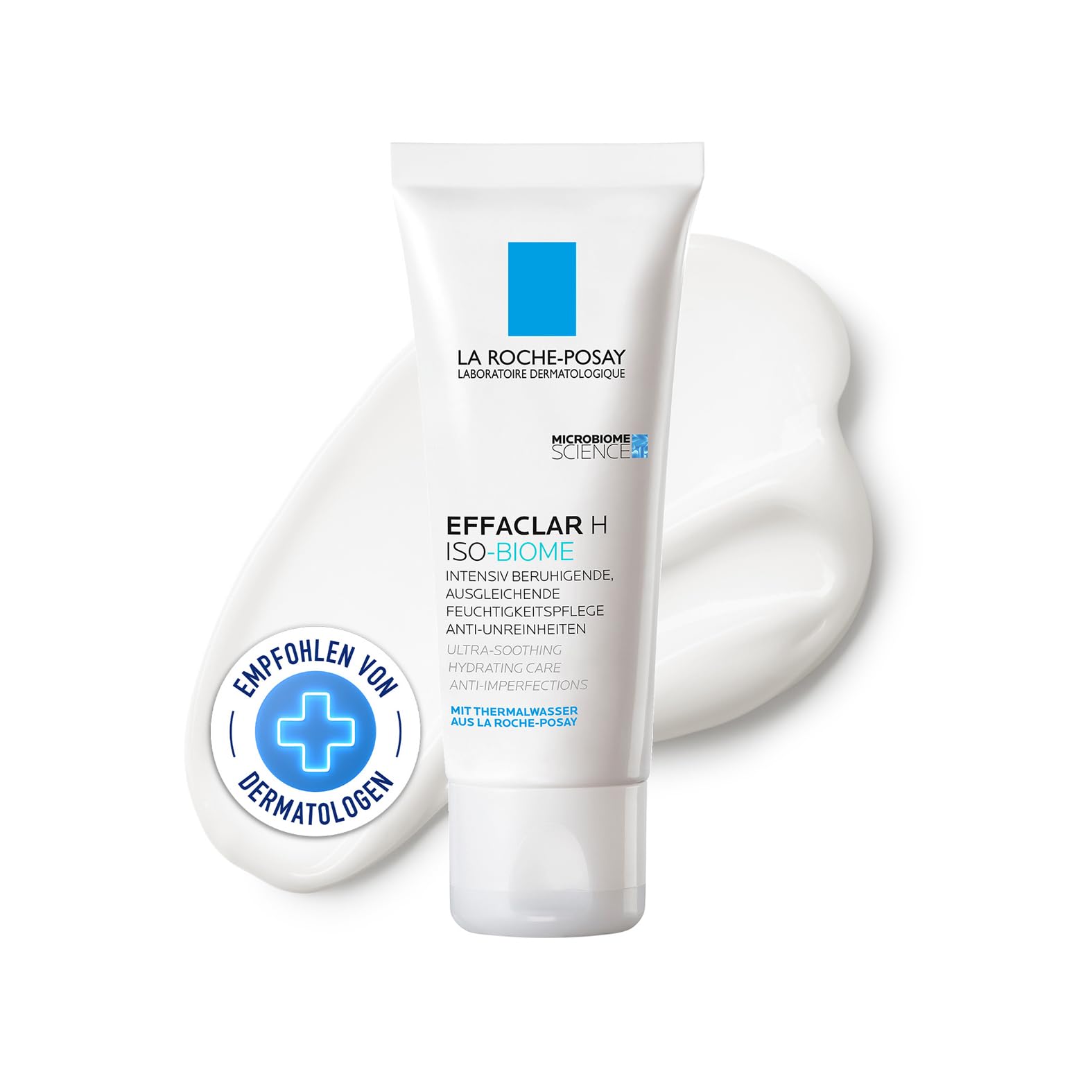 La Roche Posay Feuchtigkeitspflege bei austrocknender Akne-Behandlung, Mildert Unreinheiten und regeneriert, Mit Niacinamid und Provitamin B5, Effaclar H Iso-Biome, 40 ml