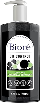 Biore Deep Pore Charcoal Face Wash, Daily Facial Cleanser for Dirt & Makeup Removal, for Oily Skin, 6.77 Oz