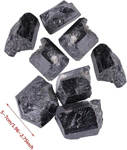 Miniatura 2 de Rocas ásperas de cristal de turmalina negra, 1 libra de cuarzo a granel para artes, manualidades, pulir, caballo, pulido, envoltura de alambre,