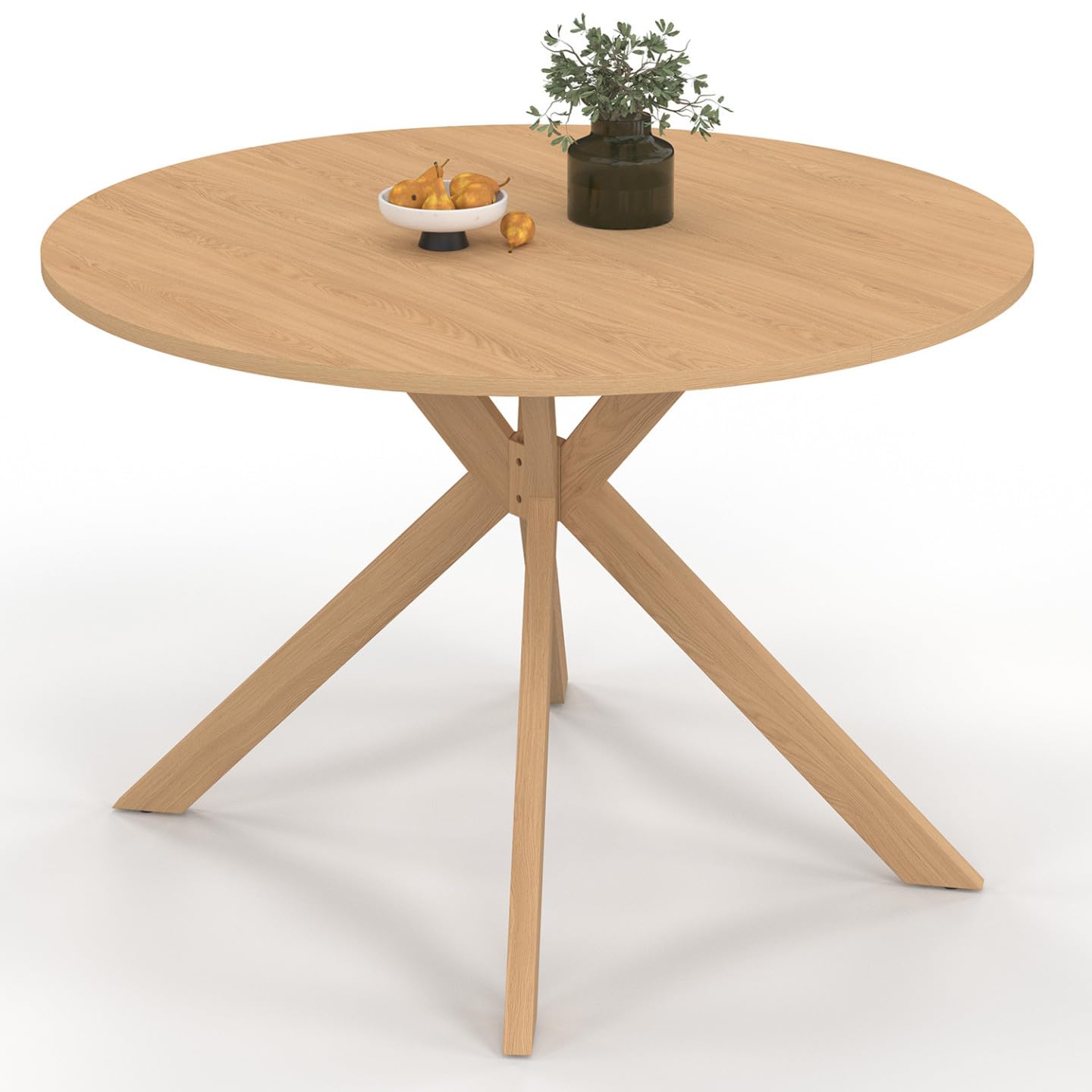 IDMarket – Mesa de comedor extensible redonda Alix 110-200 cm, madera efecto haya