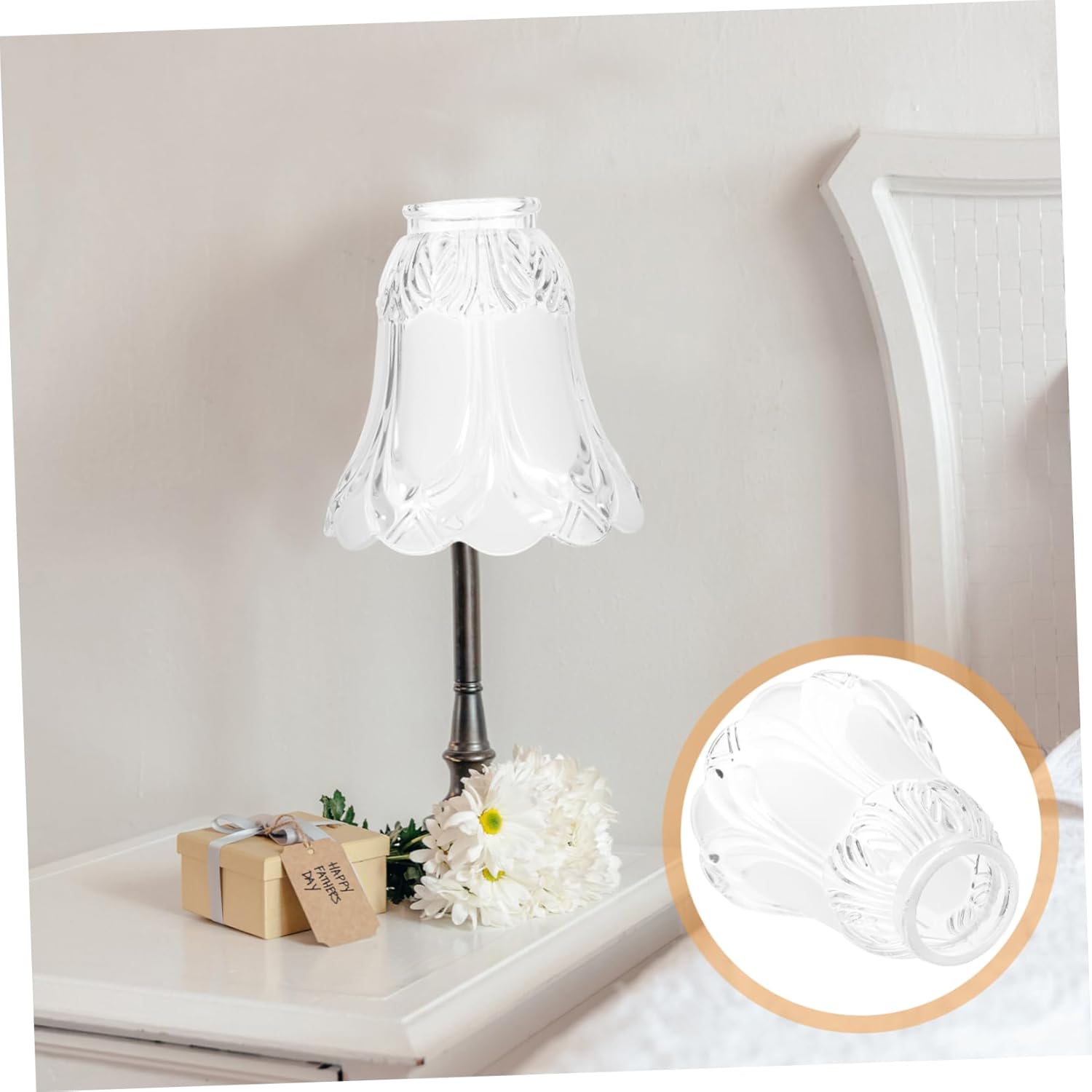 Zerodeko 4pcs Frosted Flower Glass Lampshade Decorative Replacement Light Cover for Chandelier Wall Sconce and Pendant Fixtures Elegant Glass Shade for Home and Commercial Use