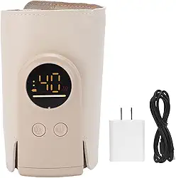 ZJchao Aquecedor de Mamadeiras para Leite Materno, Aquecedor de Mamadeiras Rápido Controle de Temperatura Preciso Universal de Leite Sem Fio Recarregável Com Luz para (8000mah Plugue dos EUA)