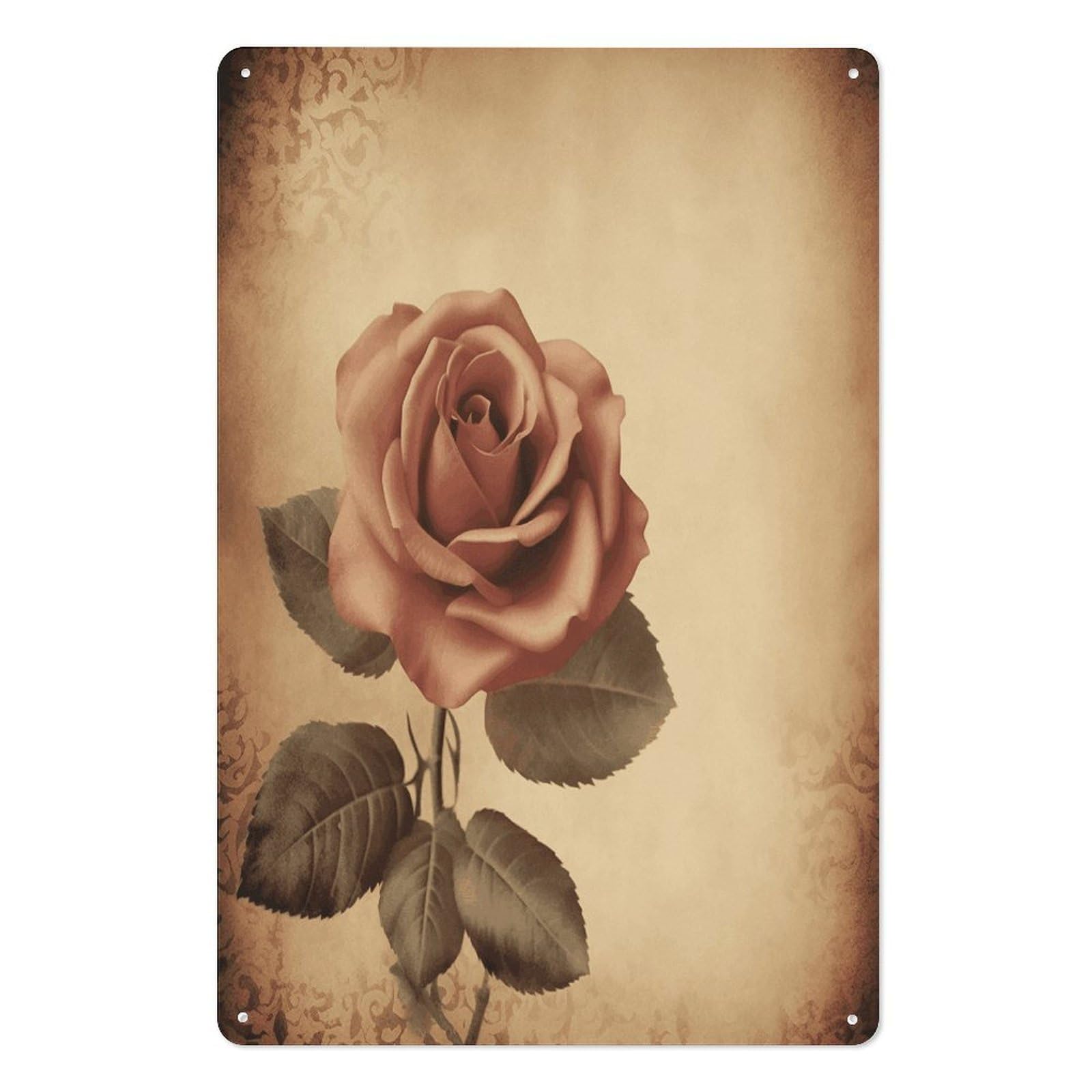 Vintage Rose Tin Sign Novelty Vintage Wall Art for Home Farmhouse Decor Metal Signs Classical Tin Hanging Picture for Yard Hotel Living Room 11.8x7.8 Inches
