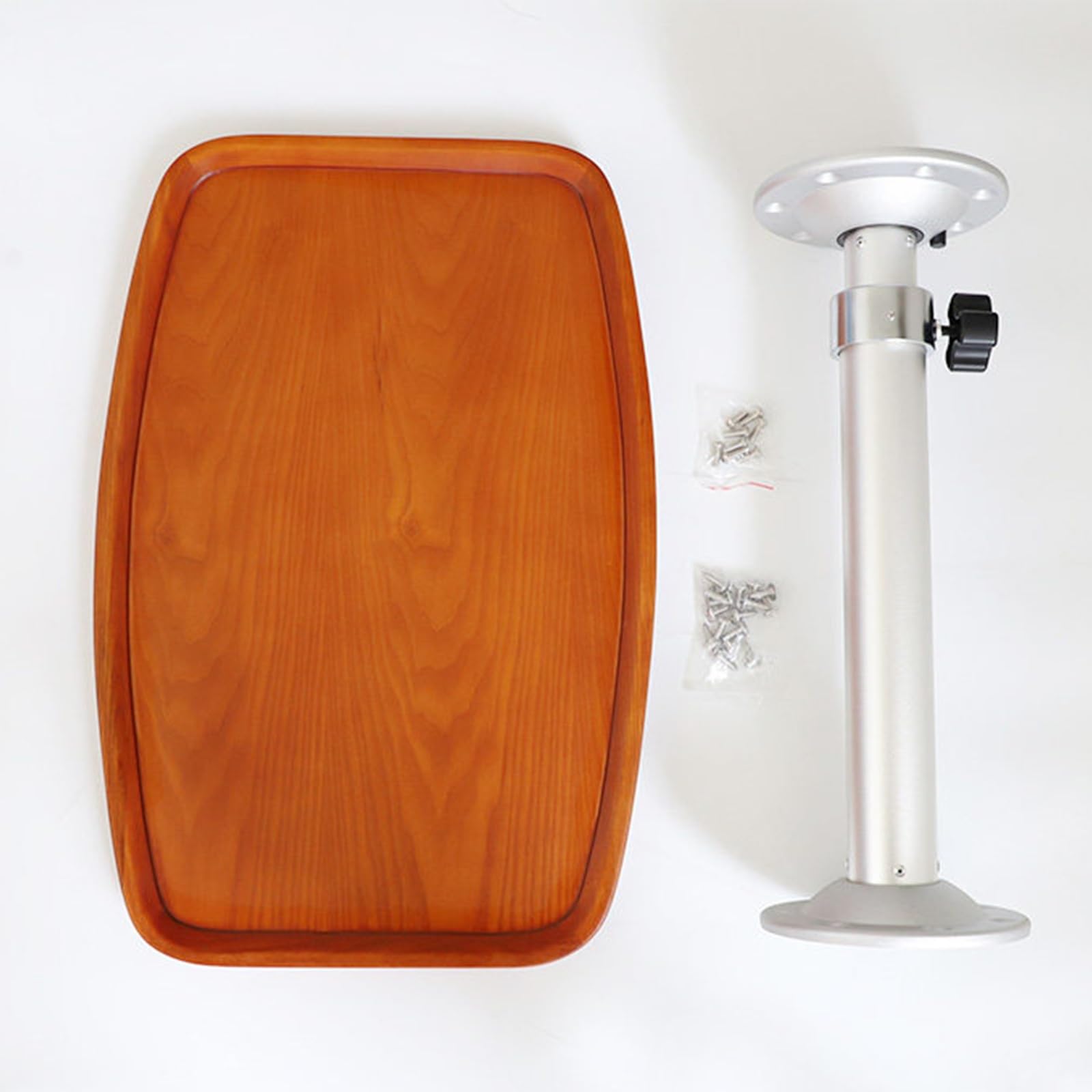 Stolik Kempingowy, Podstawa Stołu do Kampera, Regulowana Wysokość, Odłączana Aluminiowa Podstawa, Drewniany Blat do Przyczep Kempingowych, Kamperów(Orange)