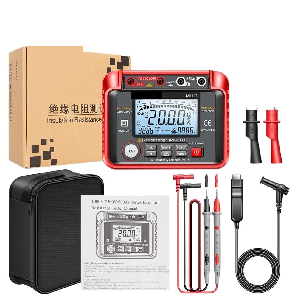 MH13 Insulation Megohmmeter 2000 Counts Ohm Voltage Tester Digital Multimeter Resistance Meter Tool