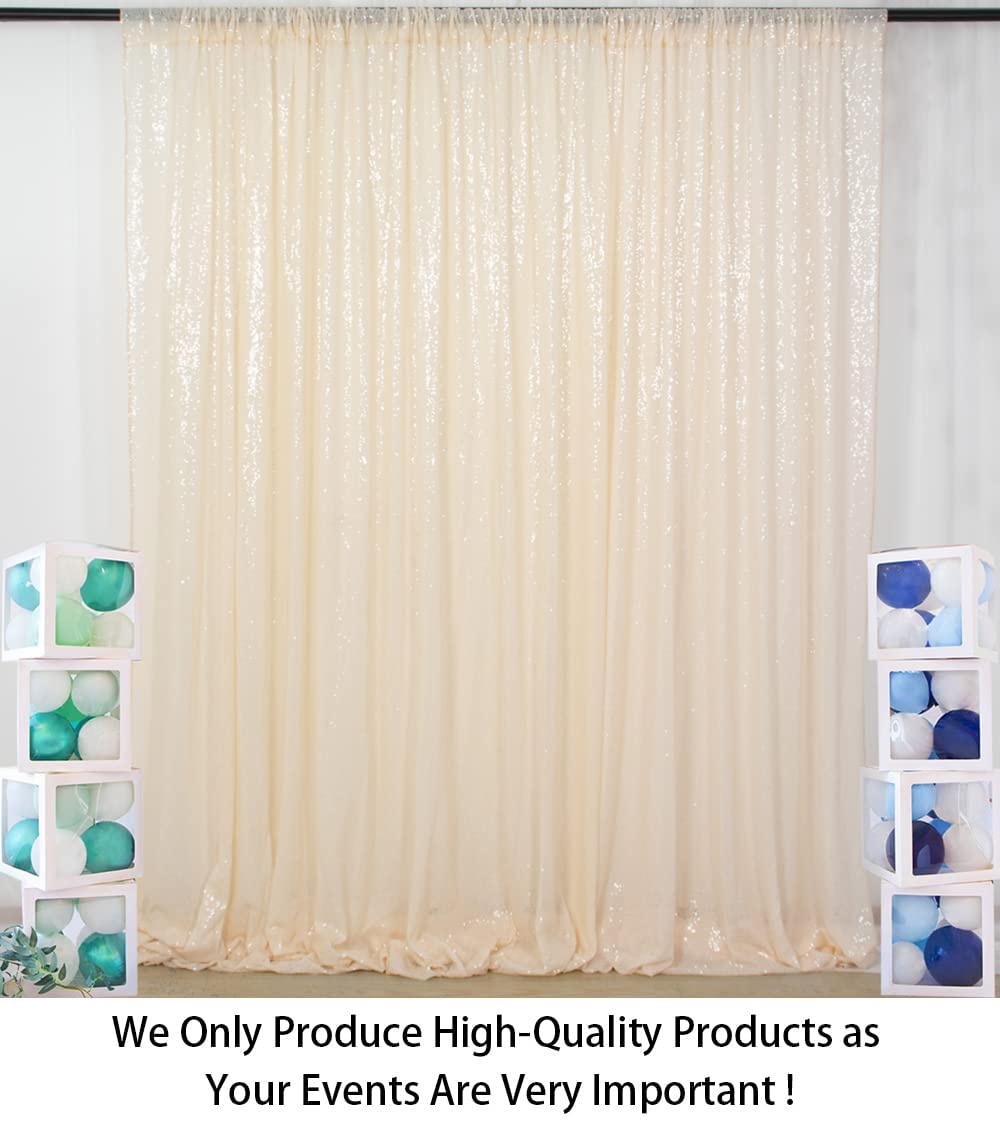 ShinyBeauty PHOTOBOOTH Background Choice-7FTx7FT-Ivory-Sequin Photography Backdrop Curtains for Wedding