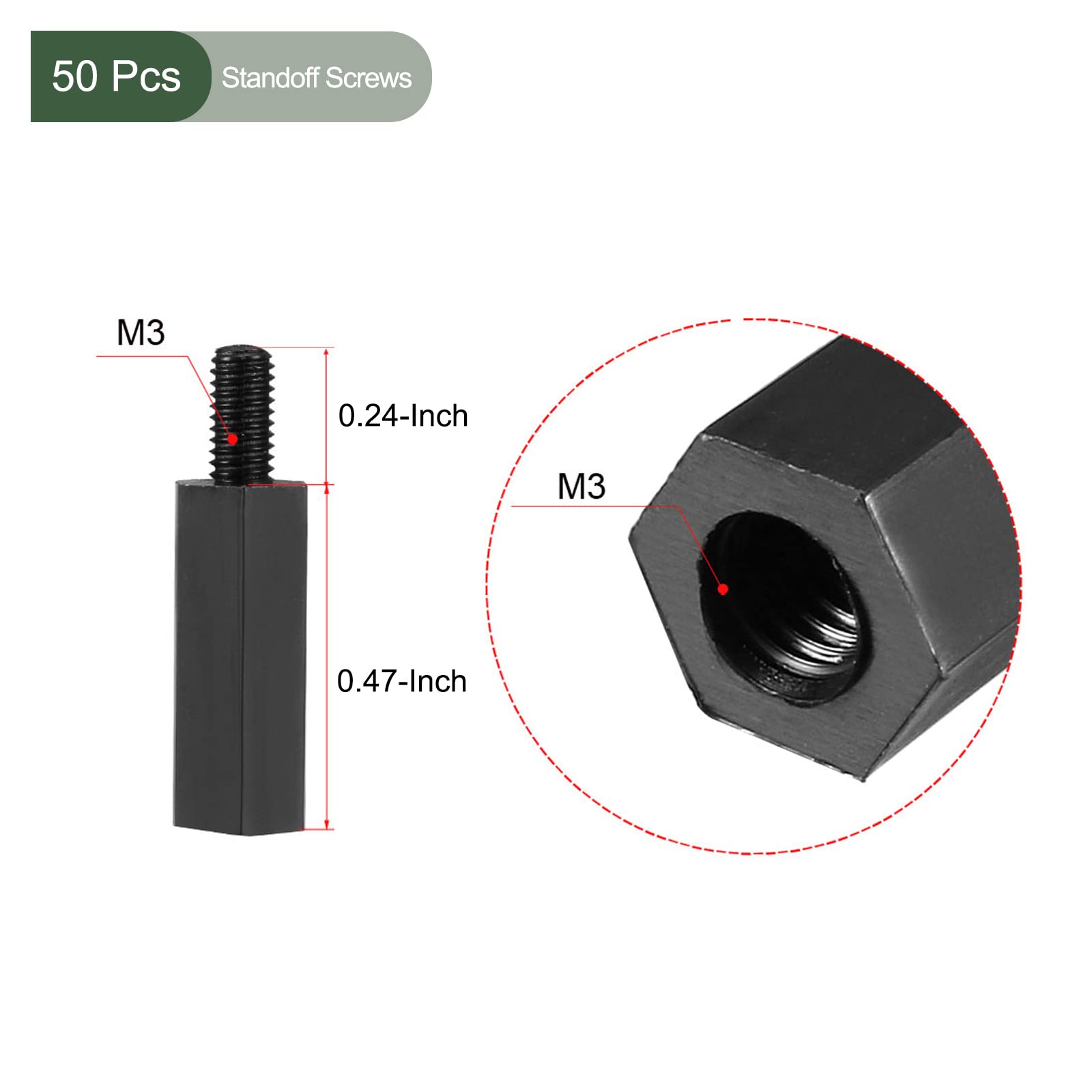 YOKIVE 50 Pcs M3 Standoff Screws, Nylon Hex PCB Standoffs with High Insulation Effect, Keep Height Consistent - Image 2
