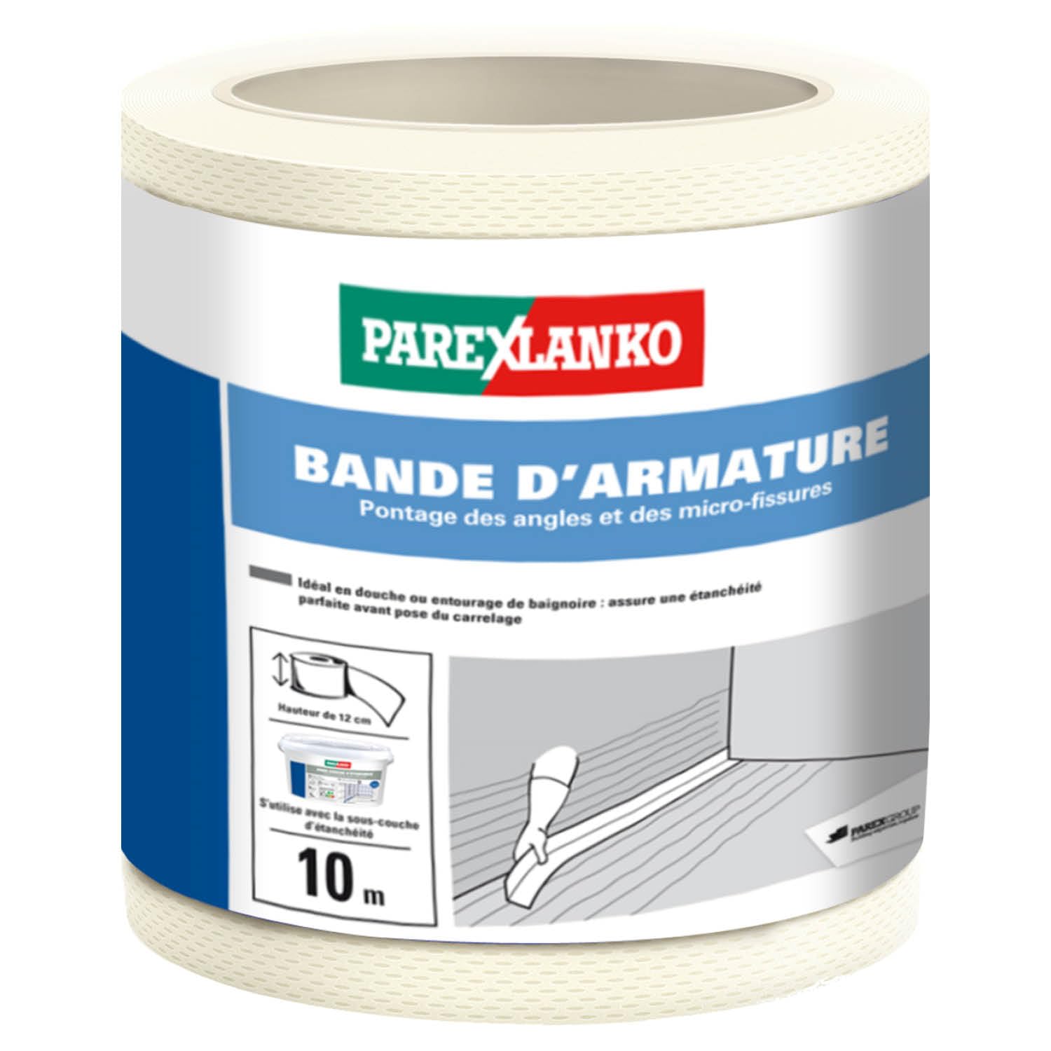 Bande d'armature Parexlanko blanche 10m etanche pour micro-fissures