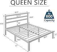 Vista 2 de Queen Size Bed Frame, Heavy Duty Platform Bed Frame with Strong Metal Foundation,Under Bed Storage,Mattress Foundation,No Box Spring Required,Easy