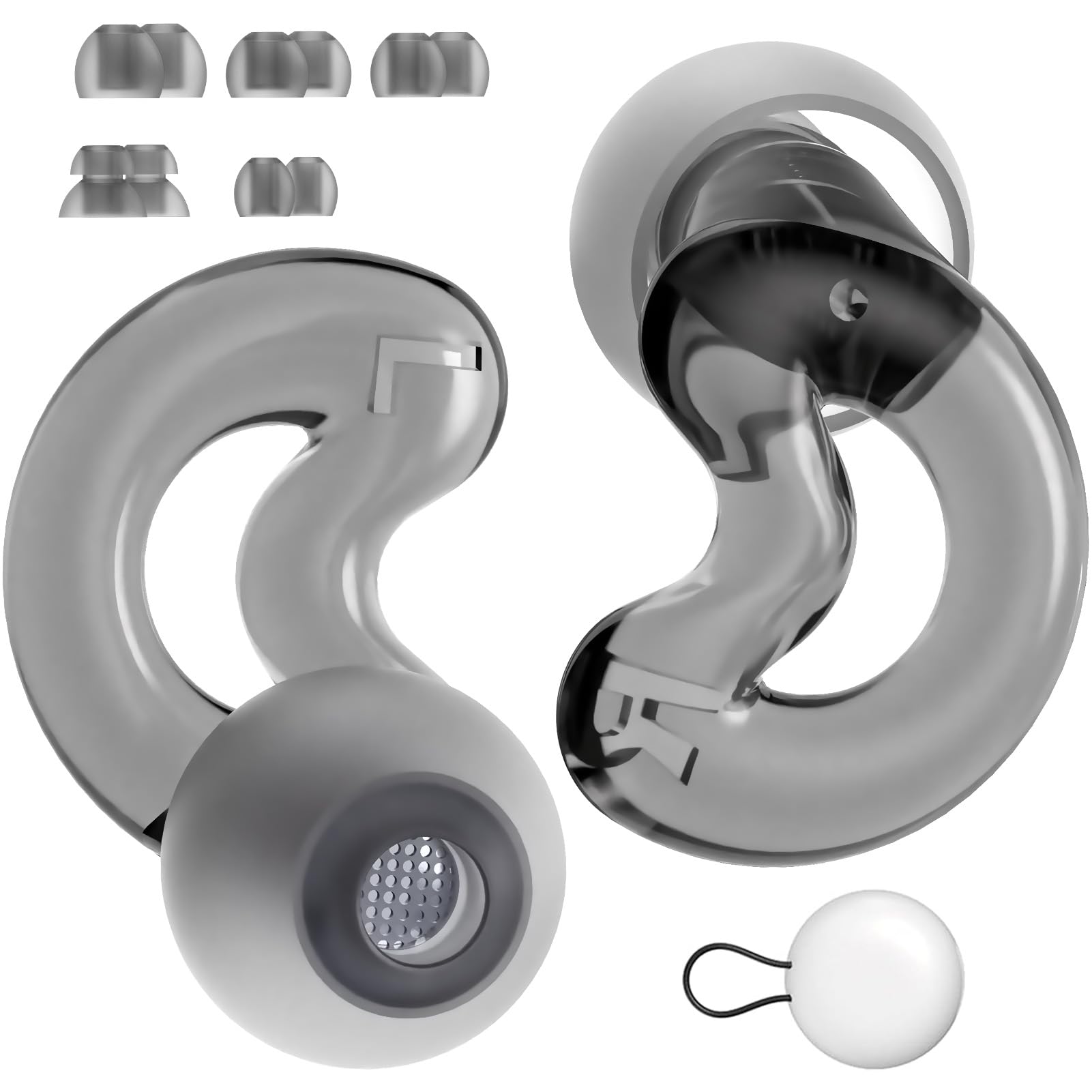 Ear Plugs for Noise Reduction Hearing Ear Protection, 33dB Reusable Earplugs for Work, Deep Focus, Travel and Noise Sensitivity,10 Ear Tips in XS/S/M/L/Double Layer