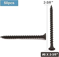 Vista 52 de Tornillo de madera #8 x 3/4 pulgadas 100 piezas, recubierto de fosfato negro, acero inoxidable, cabeza plana, cola de milano, autorroscante, rápido