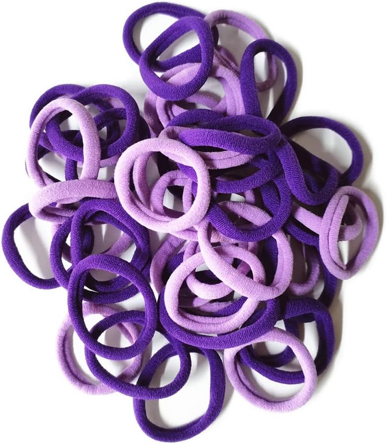 Morices 50 Pcs Gradient Purple Hair Ties for Women, No Metal Elastic