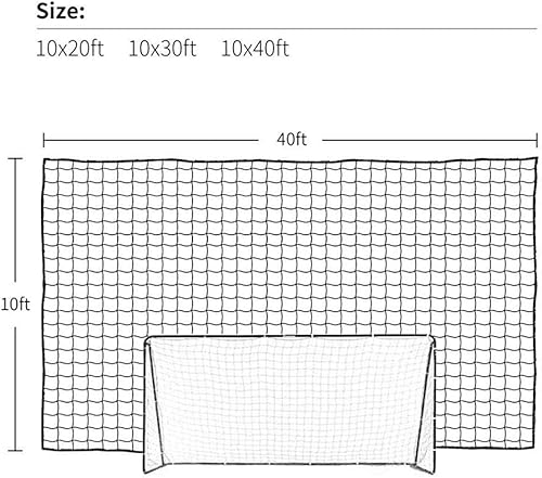 Miniatura 6 de Aoneky Red de respaldo de fútbol de 10 x 10 pies, 10 x 20 pies, 10 x 30 pies, cable de poliéster de 0.098 in, malla cuadrada de 4 x 4 pulgadas, red