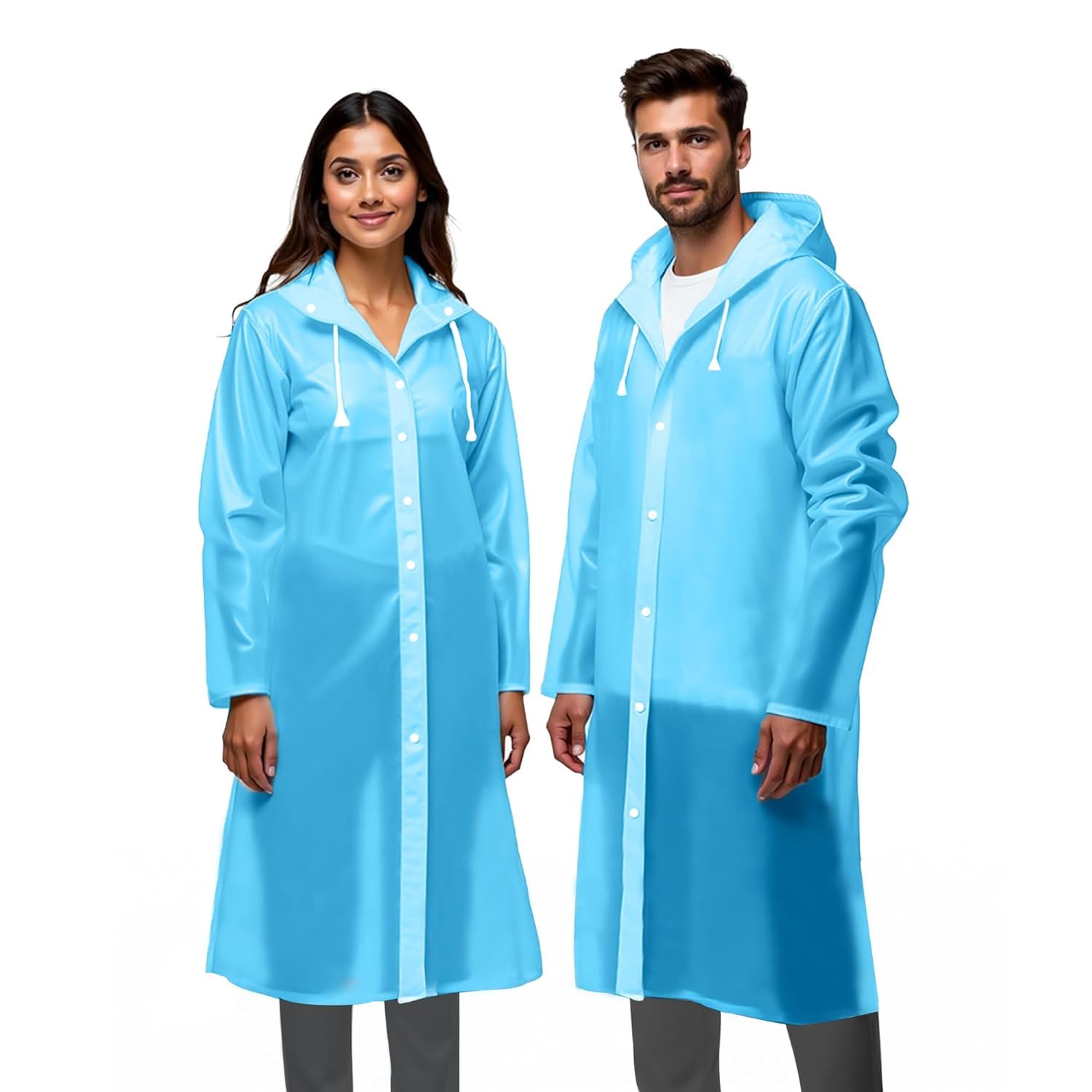 piharva Unisex Waterproof Rain Poncho with Hood – Reusable EVA Raincoat for Men & Women – Lightweight, Universal Size, Travel-Friendly Blue Rainwear (Multicolor)-picture-19