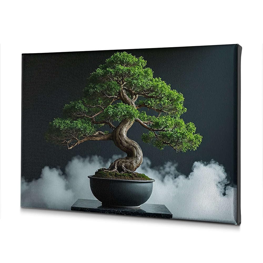 Tableau imprimé bonsaï sur toile châssis bois format vertical 40 x 60 cm