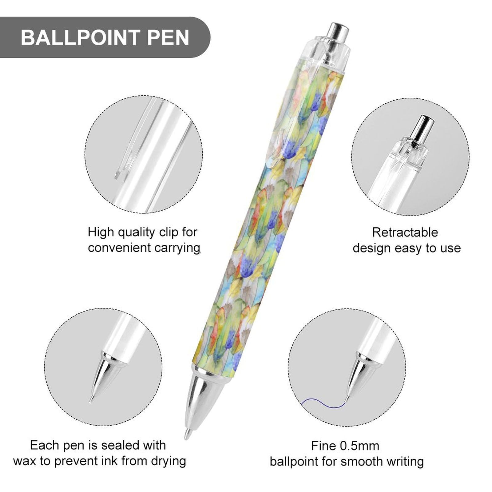 Niapessel Stylo à Bille Noir Rétractable à Encre Gel Lisse Avec Pointe Fine De 0,5 Mm Pour L'école, Le Bureau, L'été, Motif Fraise, 1 Pièce