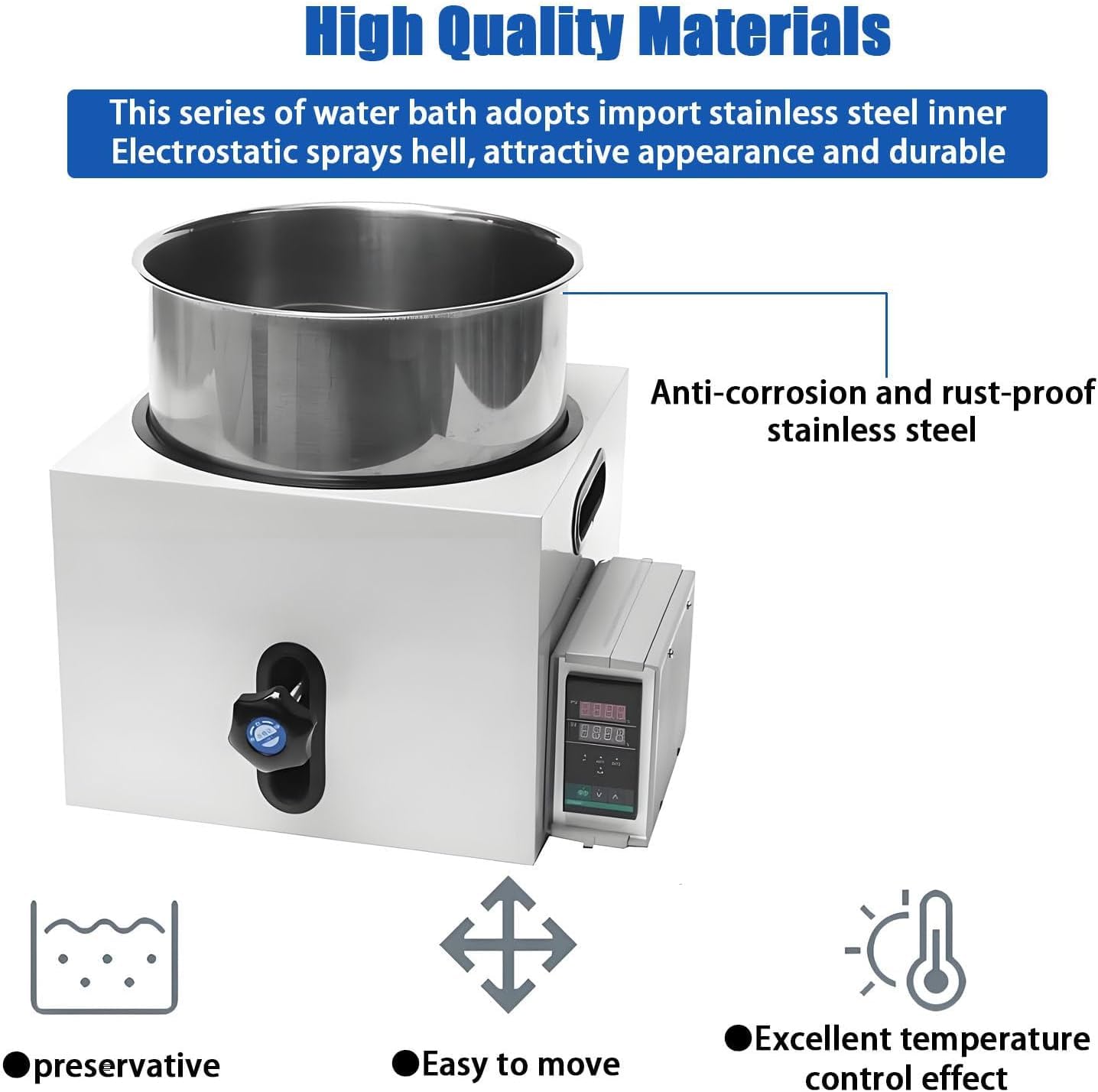 Baño Termostático Digital de Elevación, Baño de Aceite y Agua con Control PID y Cubeta de Acero Inoxidable, Capacidad 2L/3L/5L para Laboratorio, Investigación Científica y Control de Calidad,2L