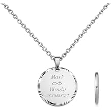 A & L Engraving Custom Engraved Silver Circle Necklace Personalized High Polished Monogram Pendant & Chain - Ships from USA