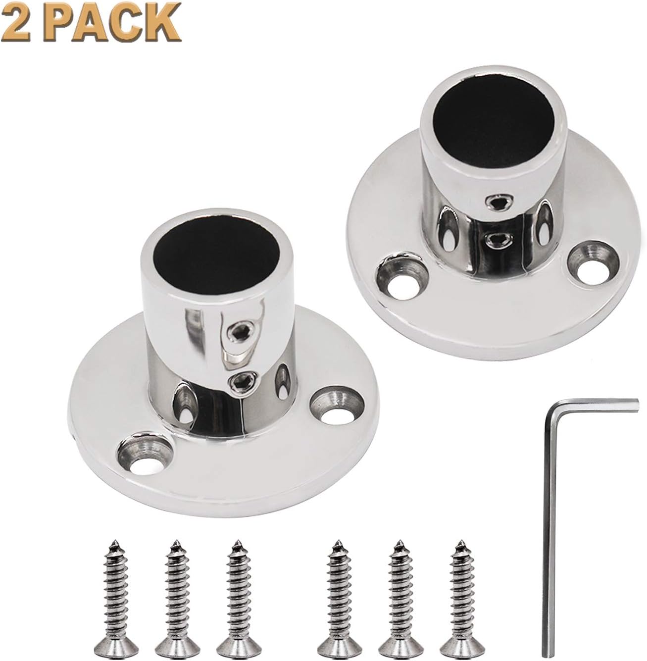 SHENGHUISS Boat Hand Rail Fitting Heavy Duty 316SS Marine Round Base with L Shape Hex Key and Screws