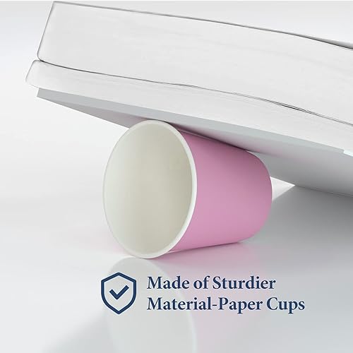 Miniatura 3 de Turbo Bee Paquete de 600 vasos de papel rosa de 3 onzas, vasos desechables para baño, tazas pequeñas para enjuague bucal, tazas de espresso, vasos