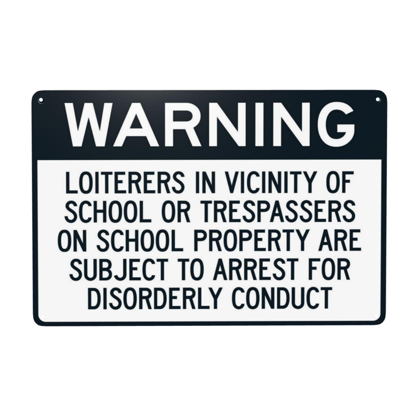 No Loitering Or Trespassing Near School Vintage Metal Property Warning Sign 12x8 Inch
